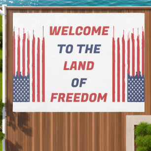 Open Door: Welcome to the Land of Freedom Outdoor Rug