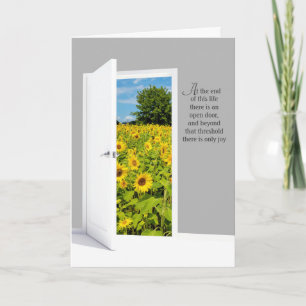 Open Door With Sunflower Field Card