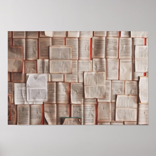 open faced books literary poster