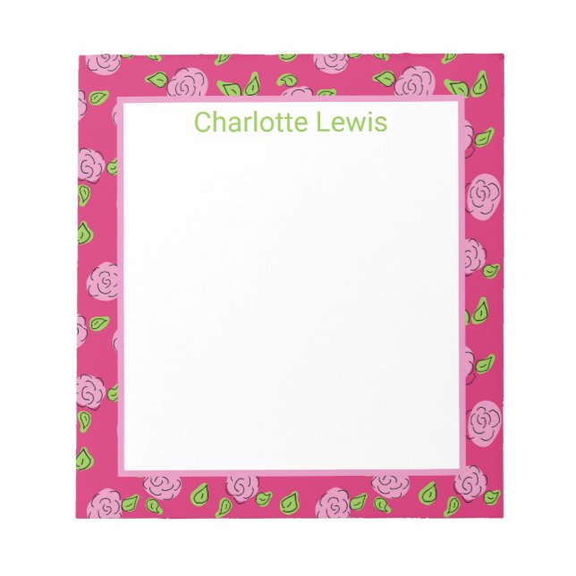 Open Flower Pink on Dark Pink Notepad (Front)