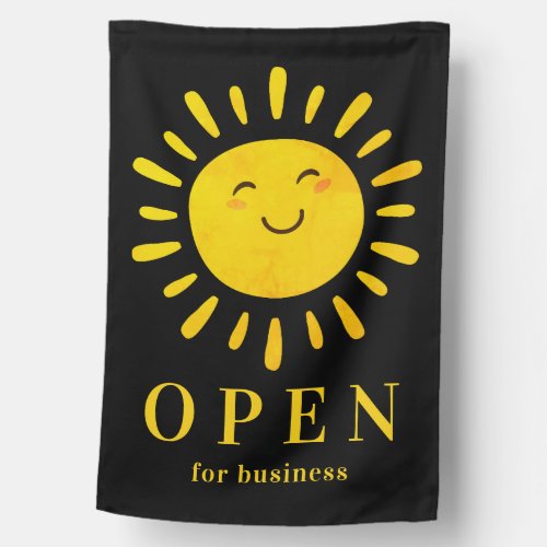 Open For Business Black Yellow Shop Flag