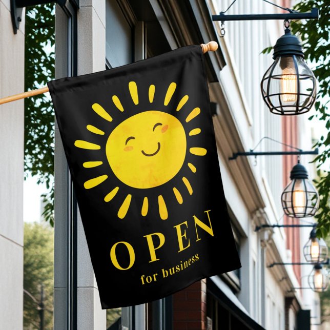Open For Business Black Yellow Shop Flag (Creator Uploaded)