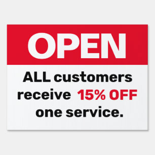 Open for Business Customer Discount Sale Sign