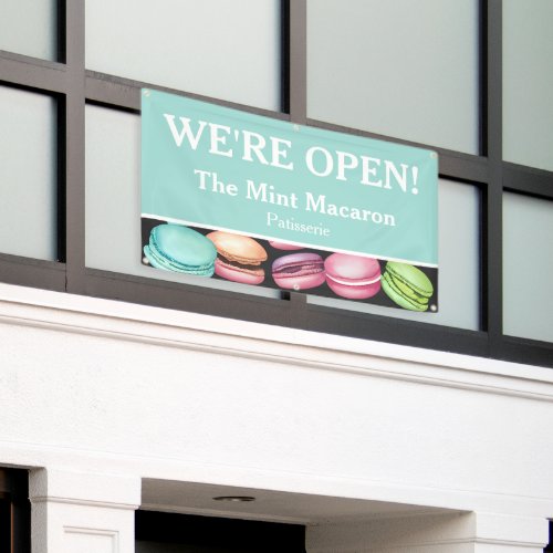 Open for Business  Macaron French Patisserie Mint Banner