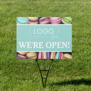 Open for Business Macaron French Patisserie Mint Sign