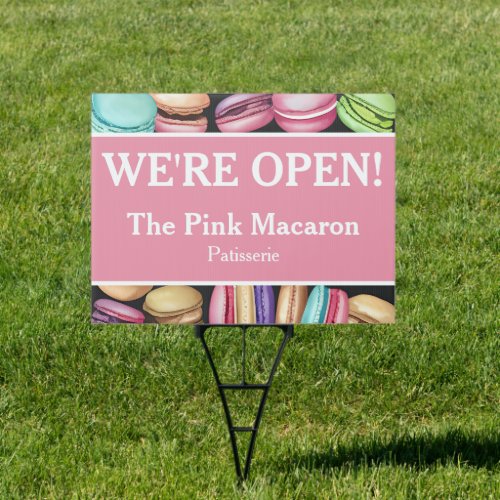 Open for Business  Macaron French Patisserie Pink Sign