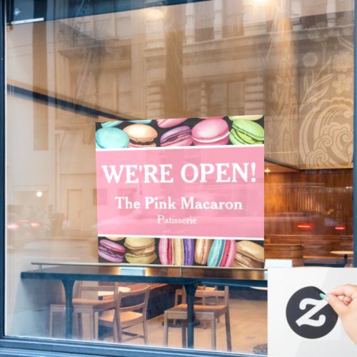 Open for Business  Macaron French Patisserie Pink Window Cling