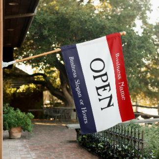Open for Business Red White Blue Flag