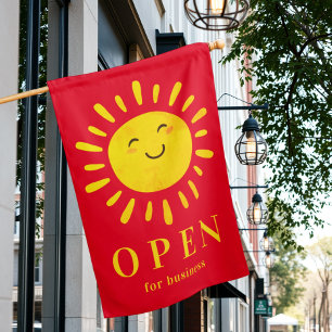 Open For Business Red Yellow Shop Flag