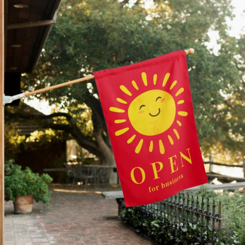 Open For Business Red Yellow Shop Flag