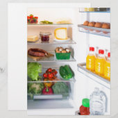 Open fridge filled with food (Front/Back)