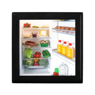 Open fridge filled with food keepsake box