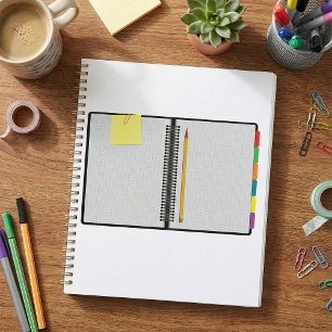 Open Graph Paper Notebook with Pencil