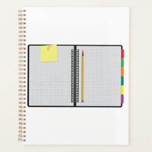 Open Graph Paper Notebook with Pencil