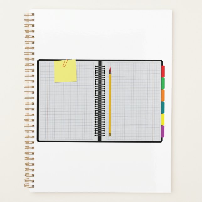 Open Graph Paper Notebook with Pencil (Front)