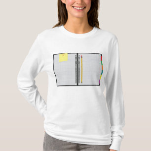 Open Graph Paper Notebook with Pencil T-Shirt