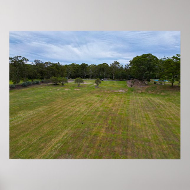 Open Green Field Recreational Park Landscape Poster (Front)