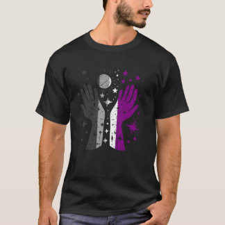 Open Hands Ace Pride Cosmic Stars Planet LGBTQ Mag T-Shirt