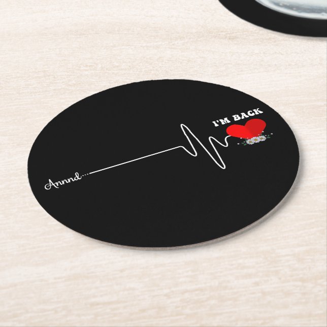  Open Heart Bypass Surgery Heart Attack Survivor Round Paper Coaster (Angled)