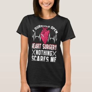 Open Heart Surgery Bypass Awareness Heart I Surviv T-Shirt