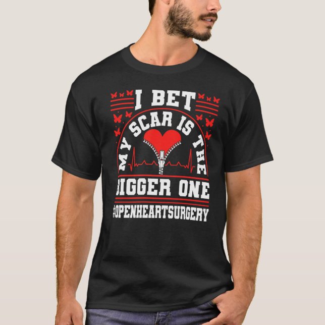 Open Heart Surgery Bypass Awareness Heart You Neve T-Shirt (Front)