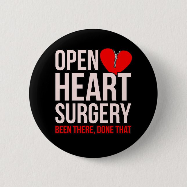 Open Heart Surgery Heart Disease Awareness Survivo Button (Front)