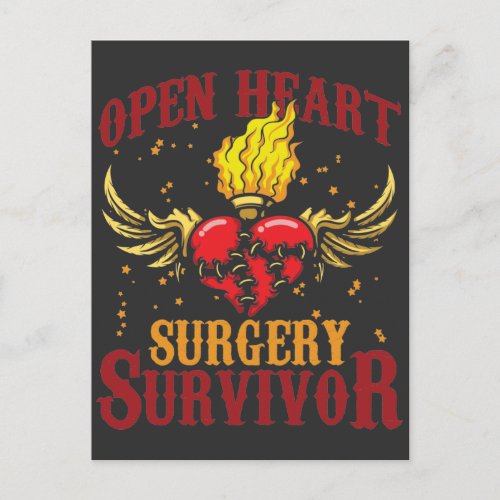 Open Heart Surgery Survivor Bypass Heart Disease Postcard