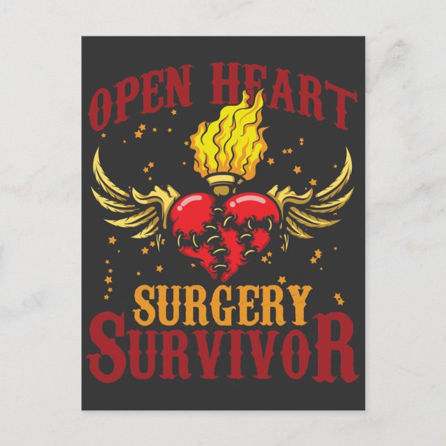 Open Heart Surgery Survivor Bypass Heart Disease Postcard (Front)