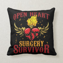 Open Heart Surgery Survivor Bypass Heart Disease Throw Pillow