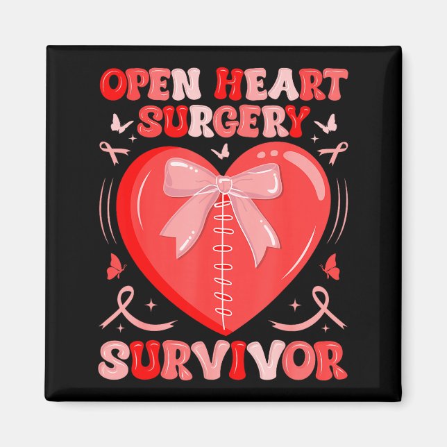 Open heart surgery survivor warrior heart disease magnet (Front)