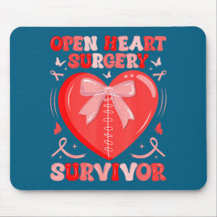 Open heart surgery survivor warrior heart disease mouse pad