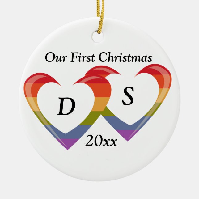 Open Hearts Ceramic Ornament (Front)