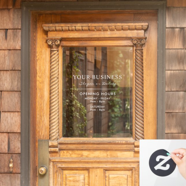 Open Hours And Name Business Window Cling (Home Door)