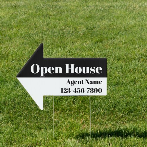 Open House Black and White Real Estate Arrow Sign