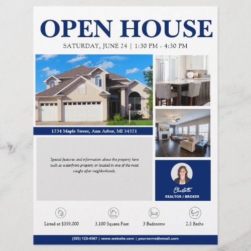 Open House Blue Real Estate Flyer