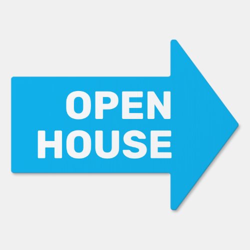 Open House bold white text on blue 2_sided Arrow Sign
