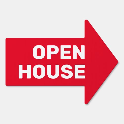 Open House bold white text on red 2_sided Arrow Sign