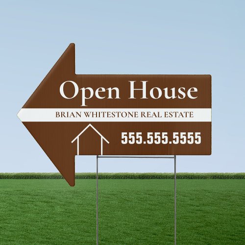 Open House Brown Real Estate Company Yard Sign