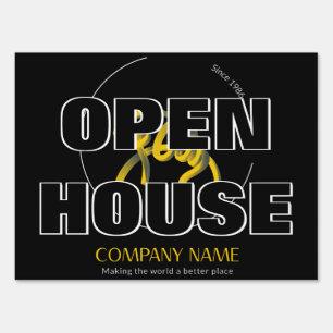 OPEN HOUSE Business Logo Yard Sign v1 Glitch2