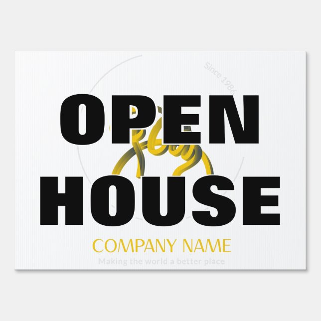 OPEN HOUSE Business Logo Yard Sign v2 Glitch2 (Back)