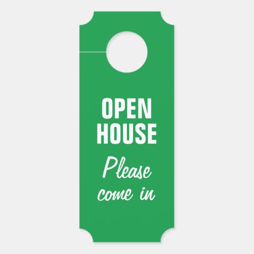 Open House custom real estate red green reversible Door Hanger