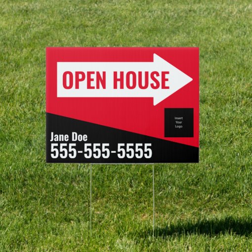 Open House Directional - Black & Red Sign | Zazzle