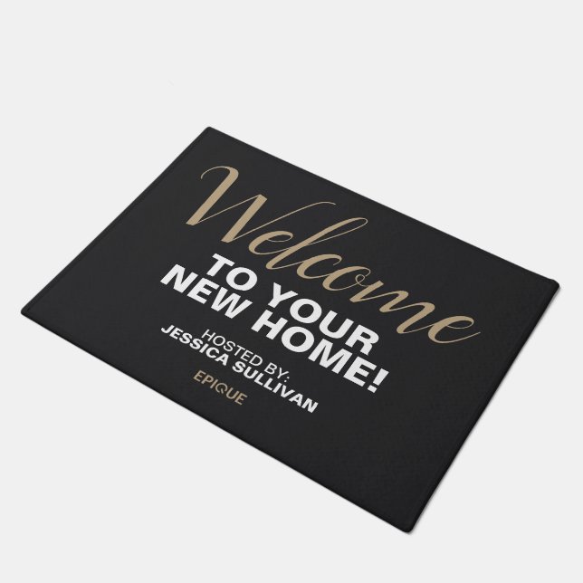 Open House Door Mat - Welcome Custom Name (Angled)