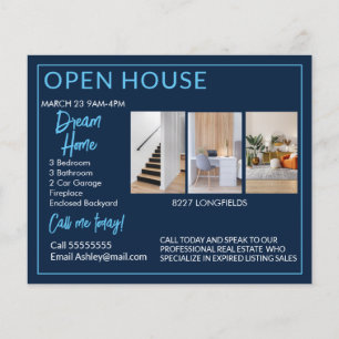 Open House Dream Home Dark Blue Real Estate Flyer