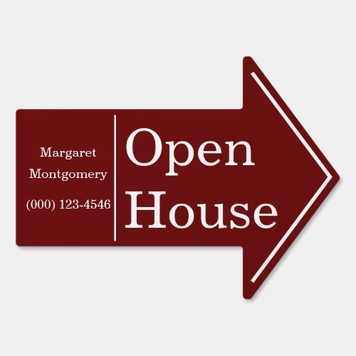 Open house event red arrow realtor sign