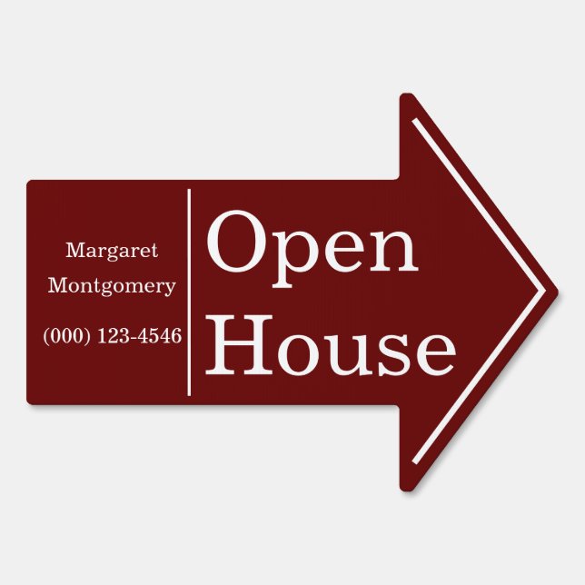 Open house event red arrow realtor sign (Back)