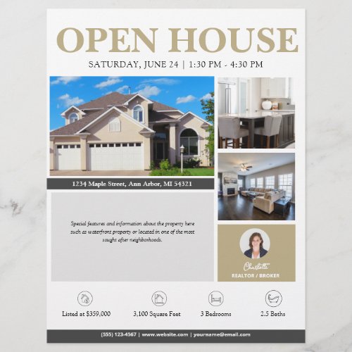 Open House Gold Real Estate Flyer