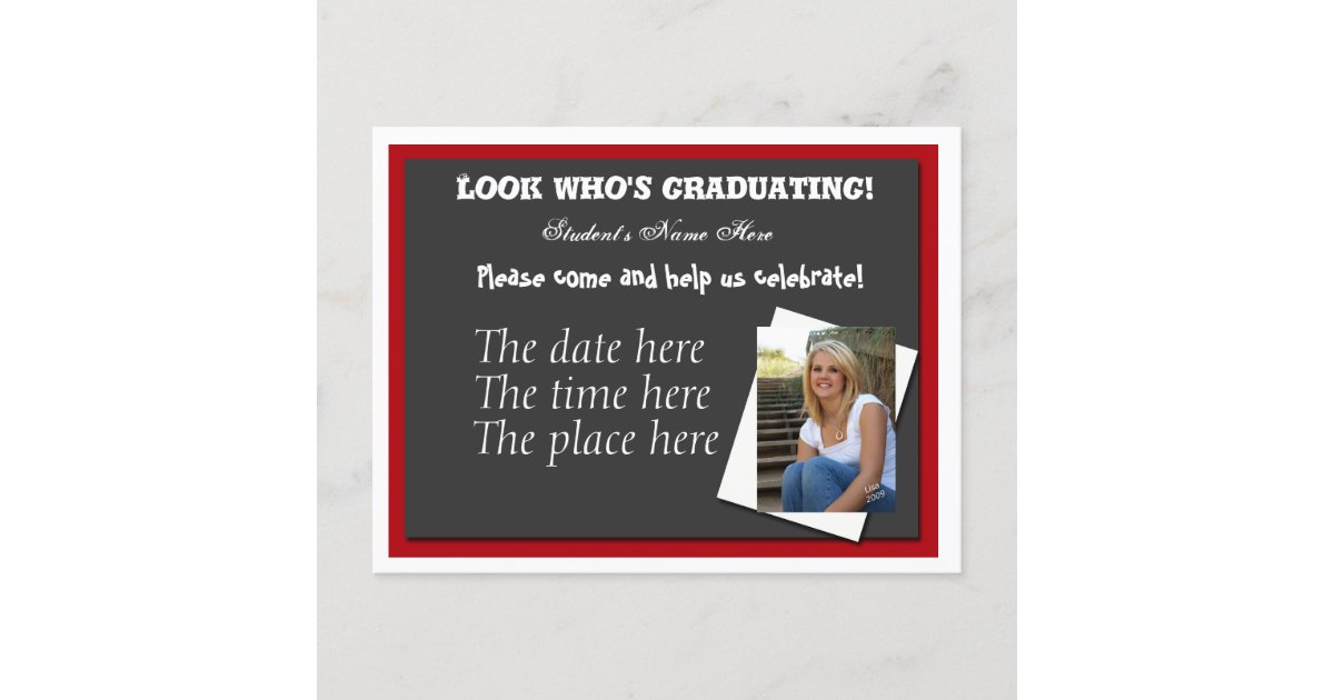 Open house graduation invitation postcard | Zazzle.com