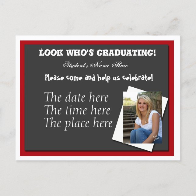 Open house graduation invitation postcard (Front)