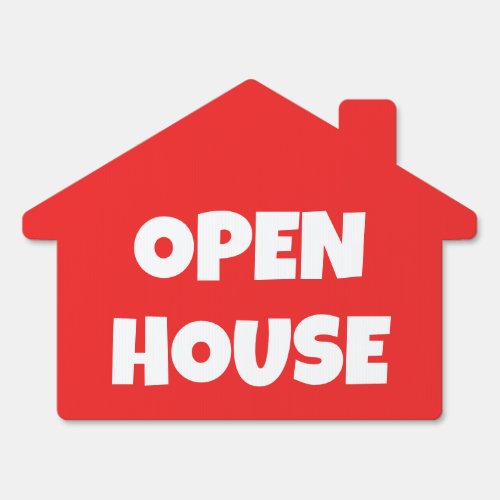 OPEN HOUSE Home Shaped Lawn Sign